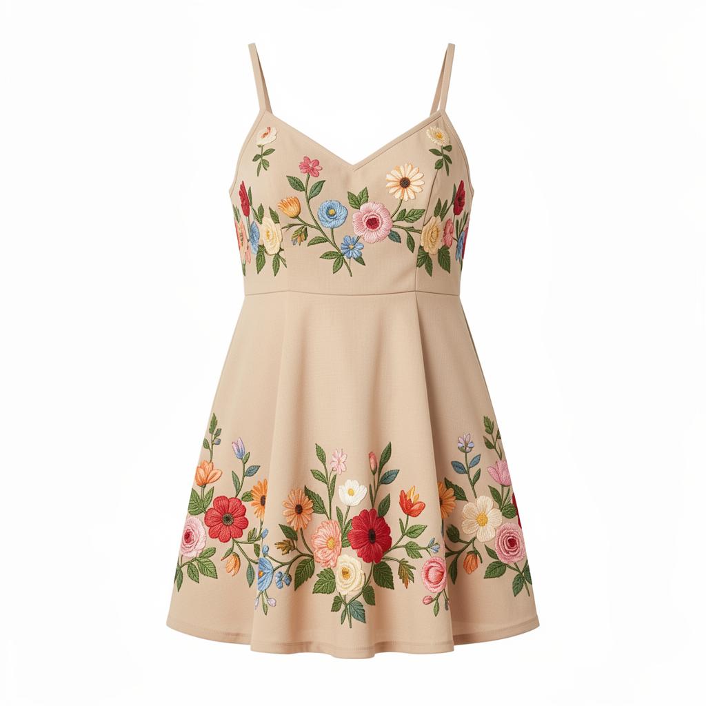 Floral Embroidered Mini Dress