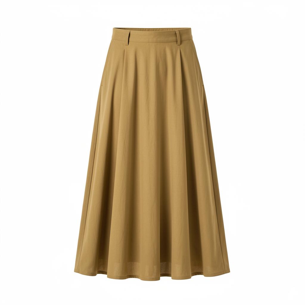 High-Waist A-Line Midi Skirt