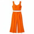 Co-Ord Sets Womens 2-Piece Flared Pants and Crop Top Set