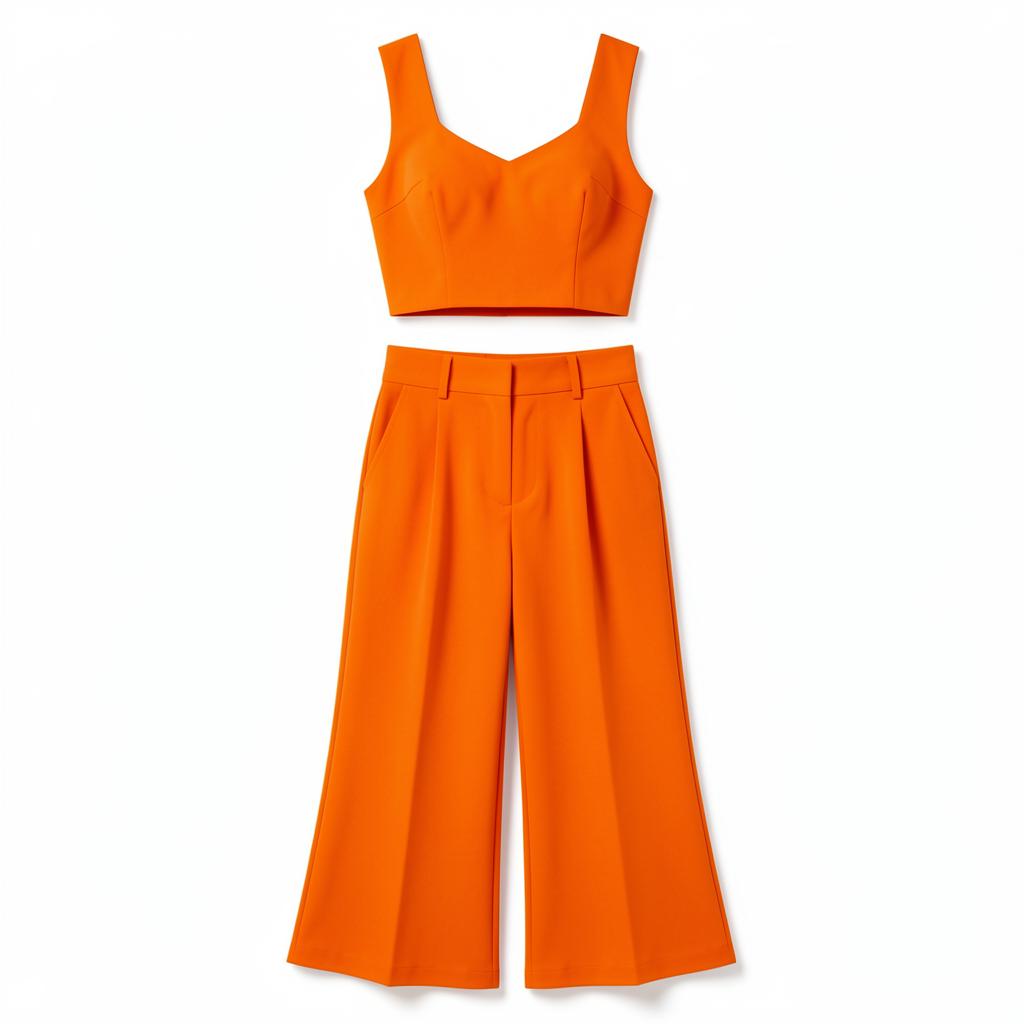 Co-Ord Sets Womens 2-Piece Flared Pants and Crop Top Set