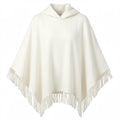 Hooded Wool Fringe Poncho