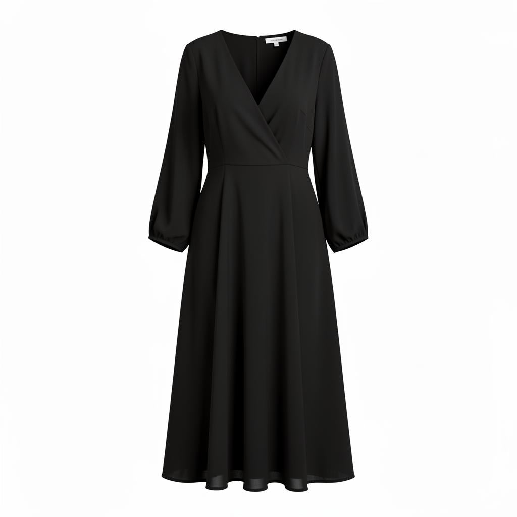 Long Sleeve Wrap Midi Dress