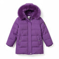 Kids Faux Fur Trim Puffer Coat
