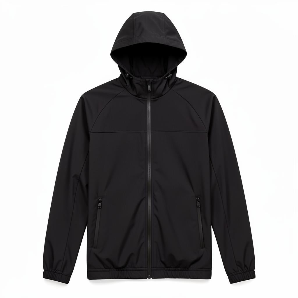 Water-Resistant Track Jacket with Adjustable Hood