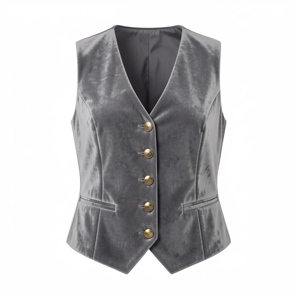Velvet Waistcoat Gold Buttons