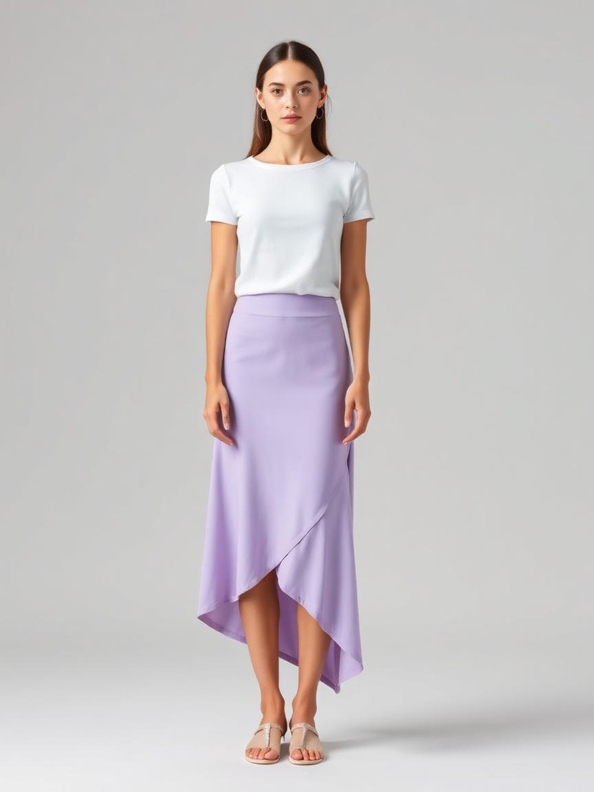 Asymmetric Hem Skirt — Lilac