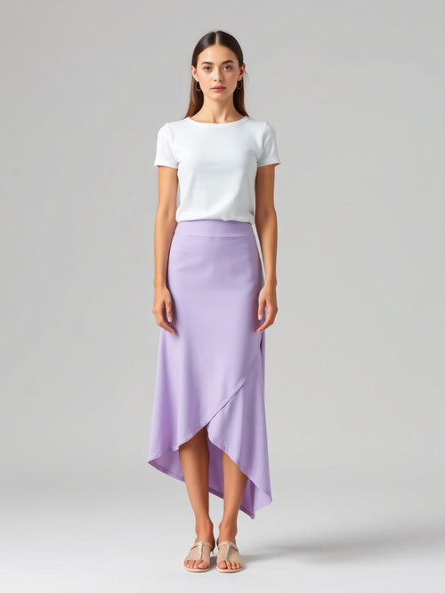 Asymmetric Hem Skirt — Lilac