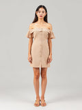 Beige Off-Shoulder Mini Dress — Beige