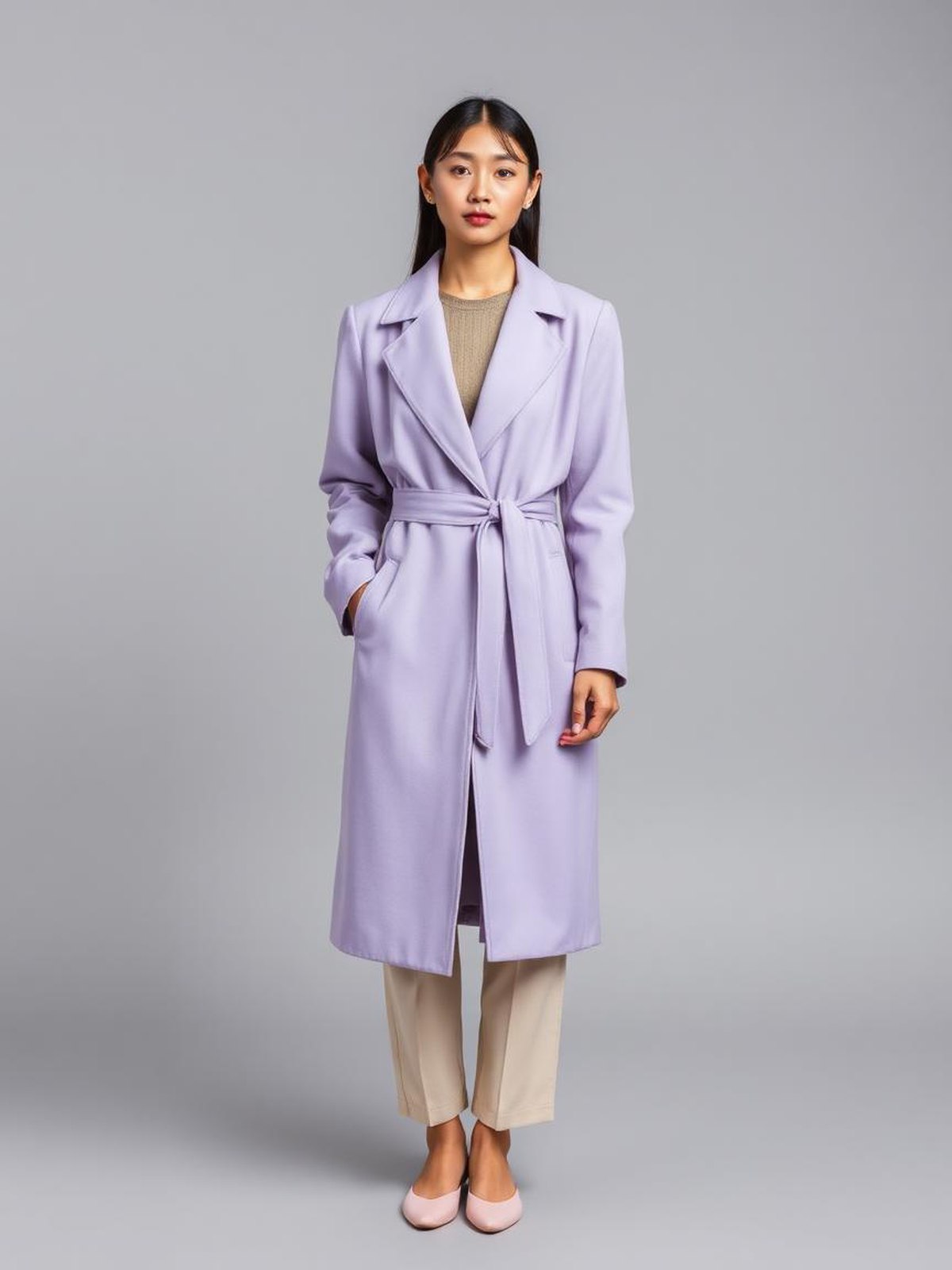 Belted Wrap Coat — Lilac