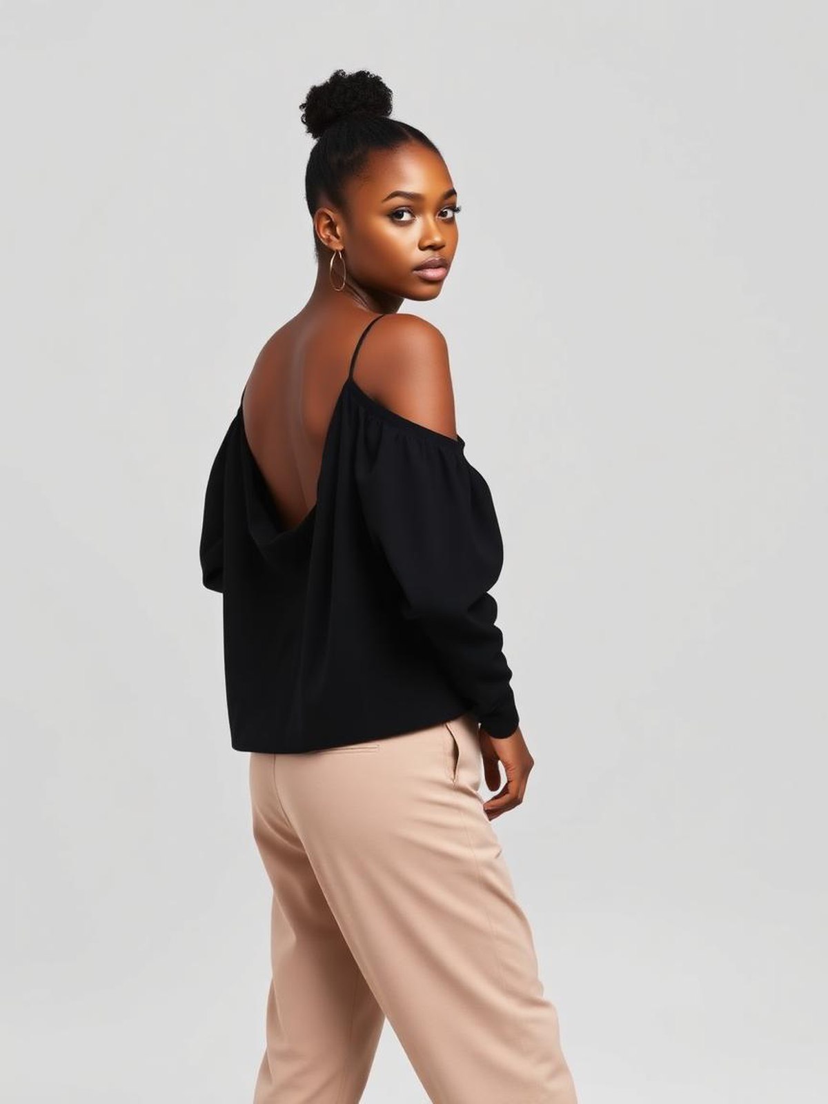 Black Open-Back Top — Black