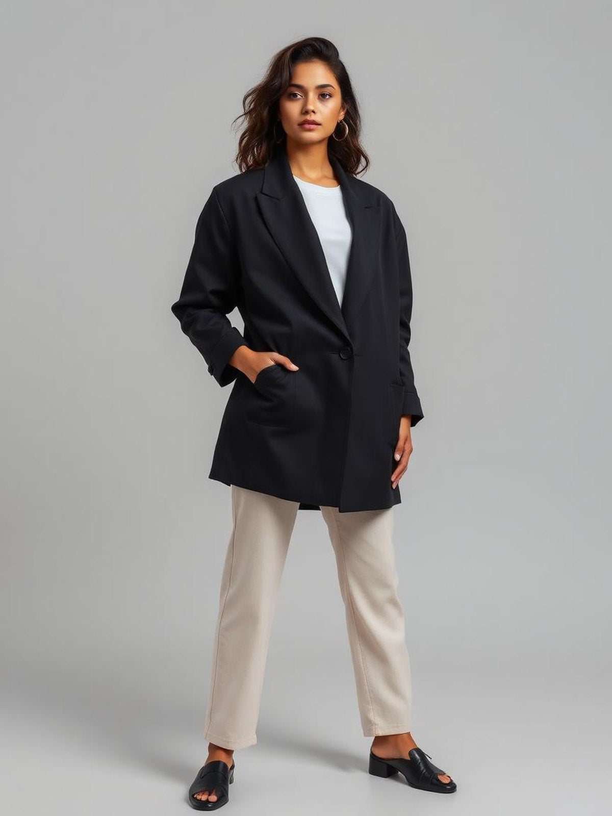 Black Oversized Boyfriend Blazer