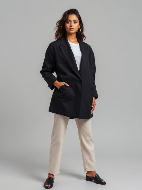 Black Oversized Boyfriend Blazer