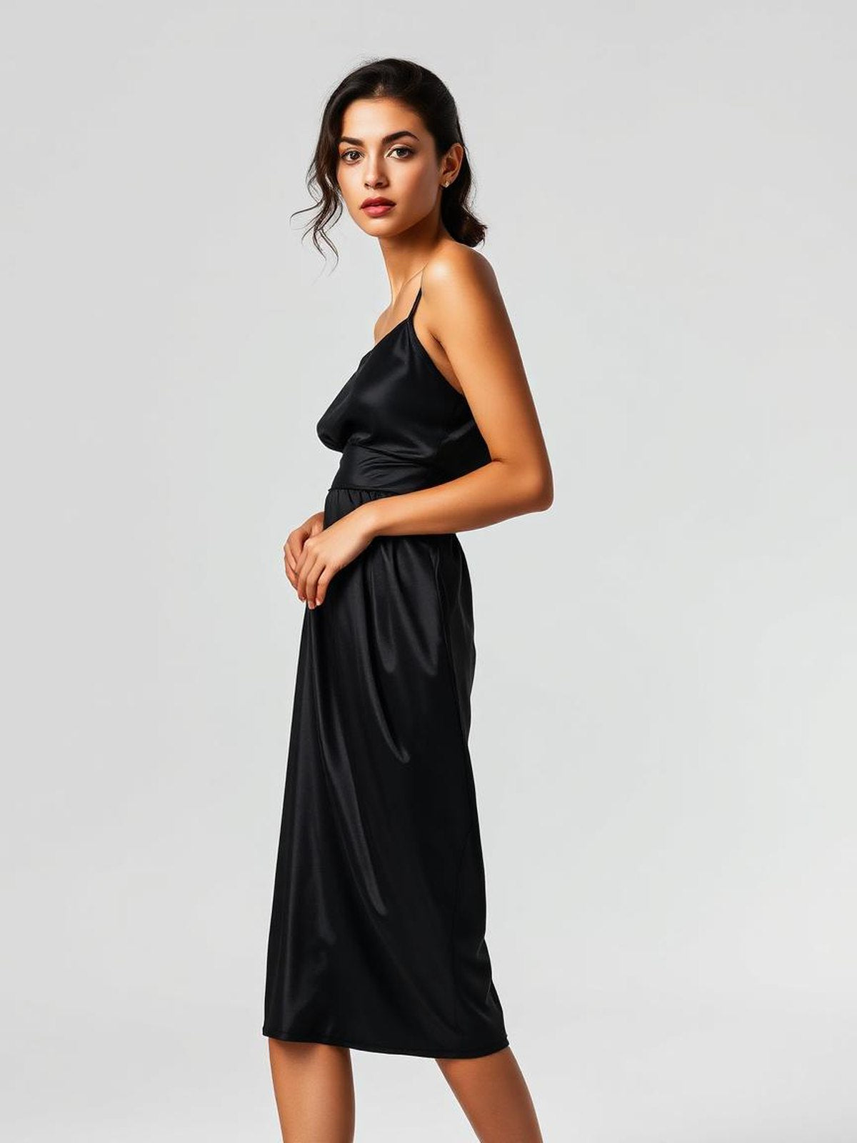 Black Satin Slip Skirt