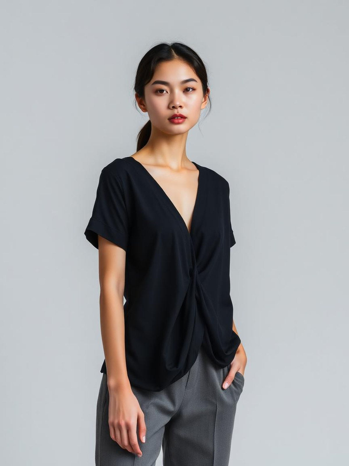 Black Twist Front Top