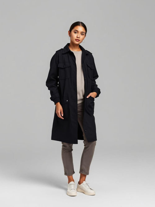 Black Utility Parka — Black