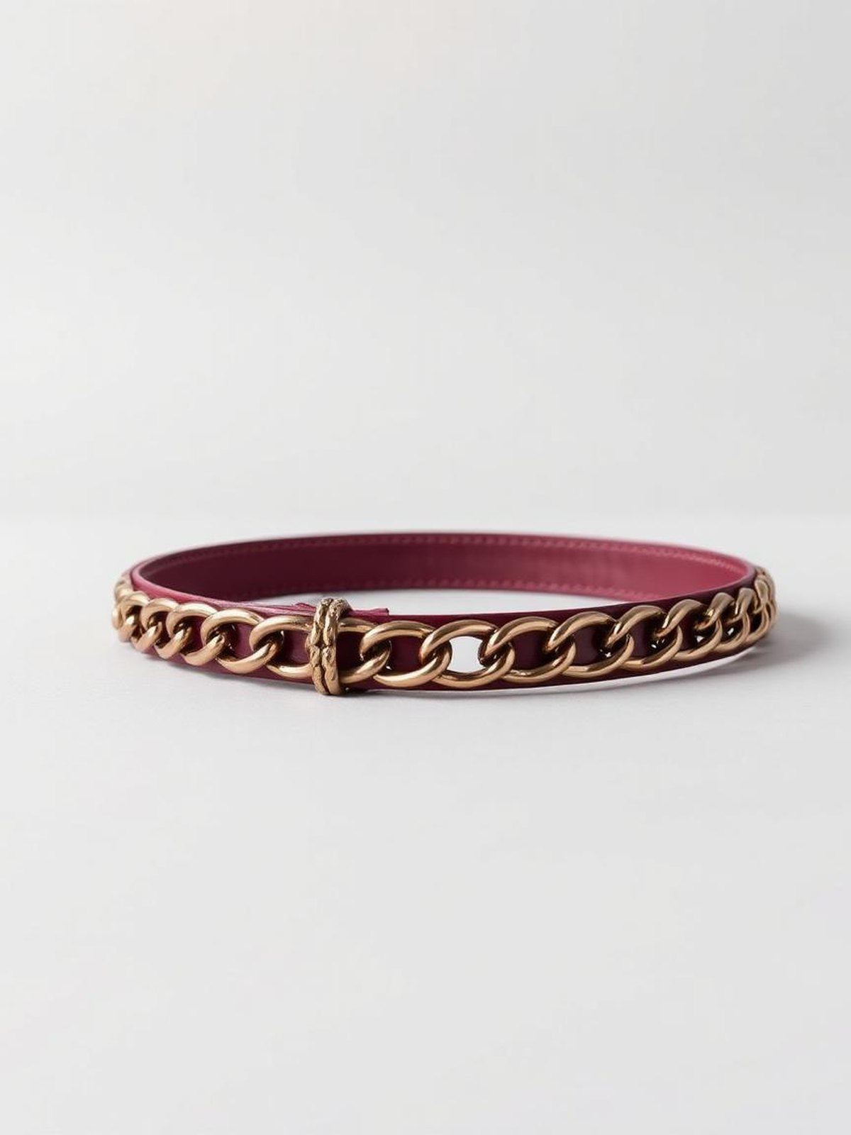 Burgundy Chain Detail Belt