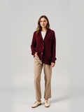 Burgundy Chunky Cable Cardigan — Burgundy