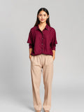 Burgundy Contrast Trim Shirt — Burgundy