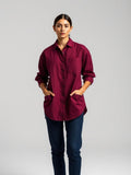 Burgundy Linen Camp Shirt