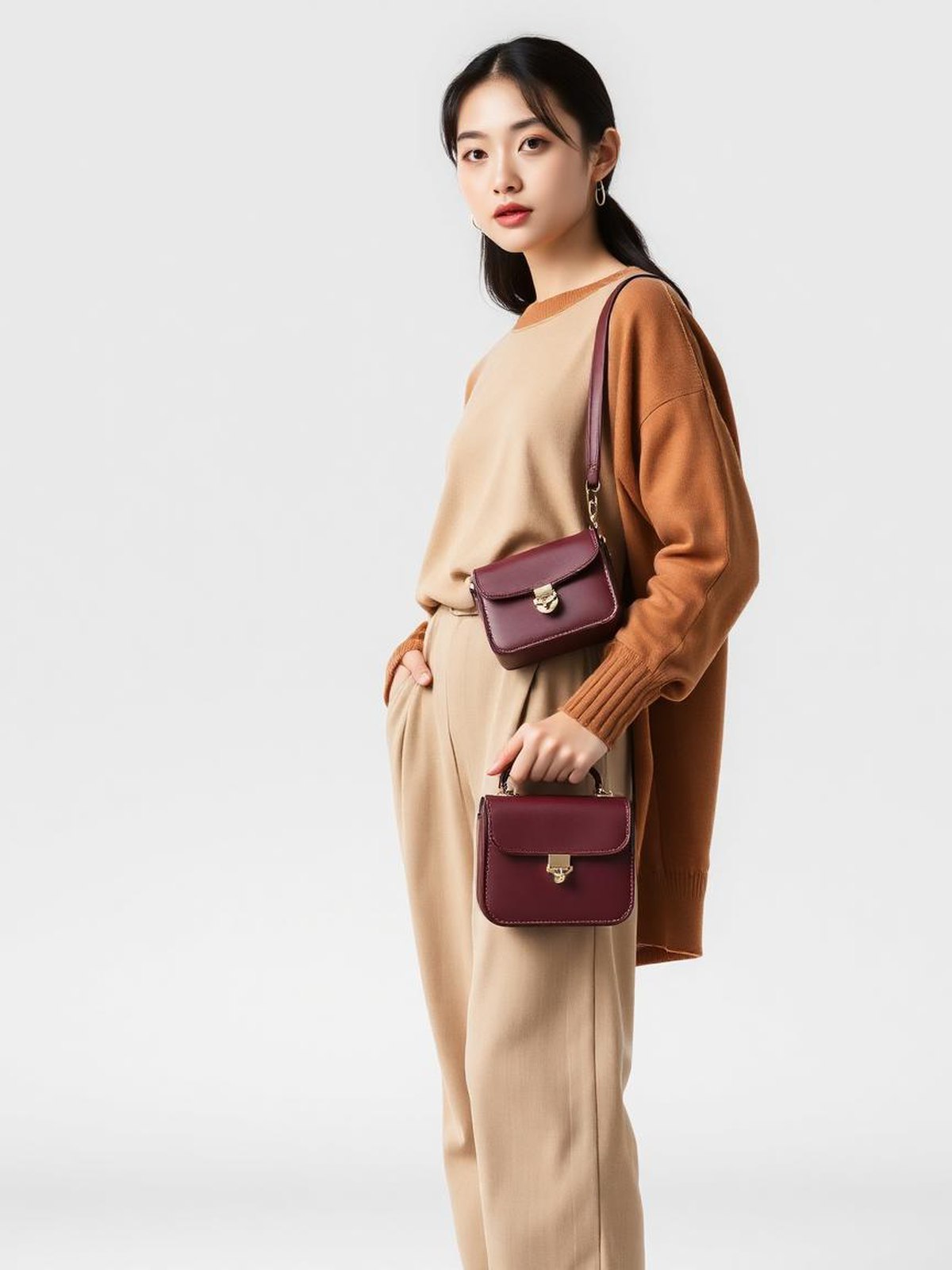 Burgundy Mini Crossbody Bag — Burgundy