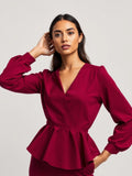 Burgundy Peplum Blouse
