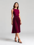 Burgundy Pleated Midi Skirt