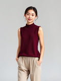 Burgundy Sleeveless Knit Top — Burgundy