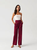 Burgundy Wide Leg Trousers