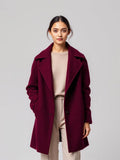 Burgundy Wool Blend Overcoat — Burgundy