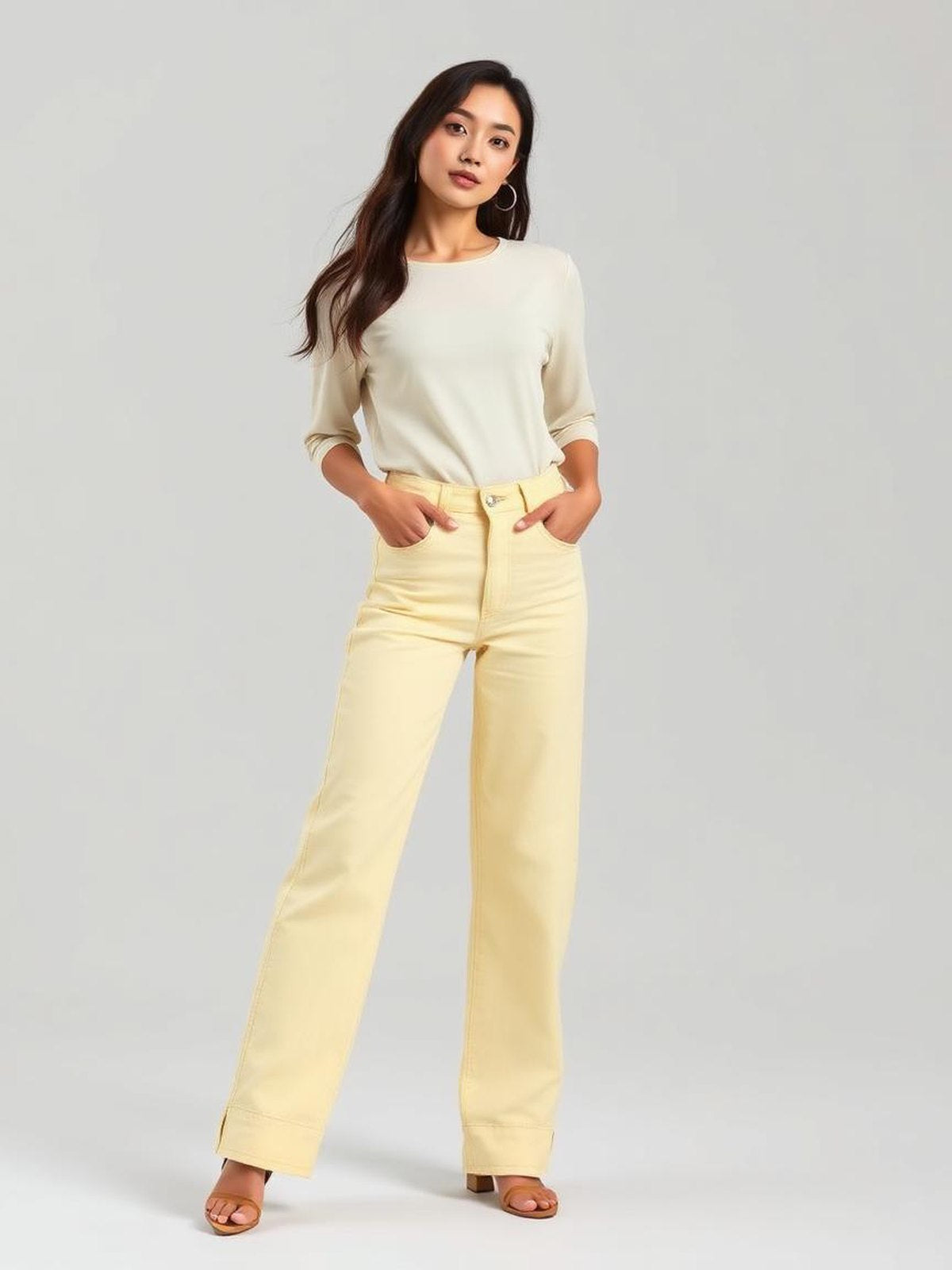 Butter Yellow Wide Leg Jeans