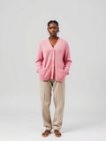 Button-Up Knit Cardigan — Pink