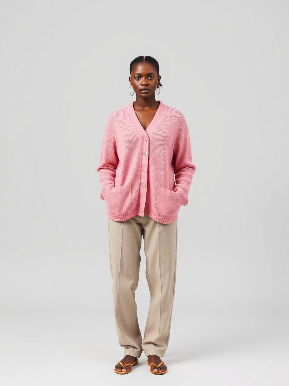 Button-Up Knit Cardigan — Pink