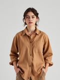 Camel Linen Camp Shirt
