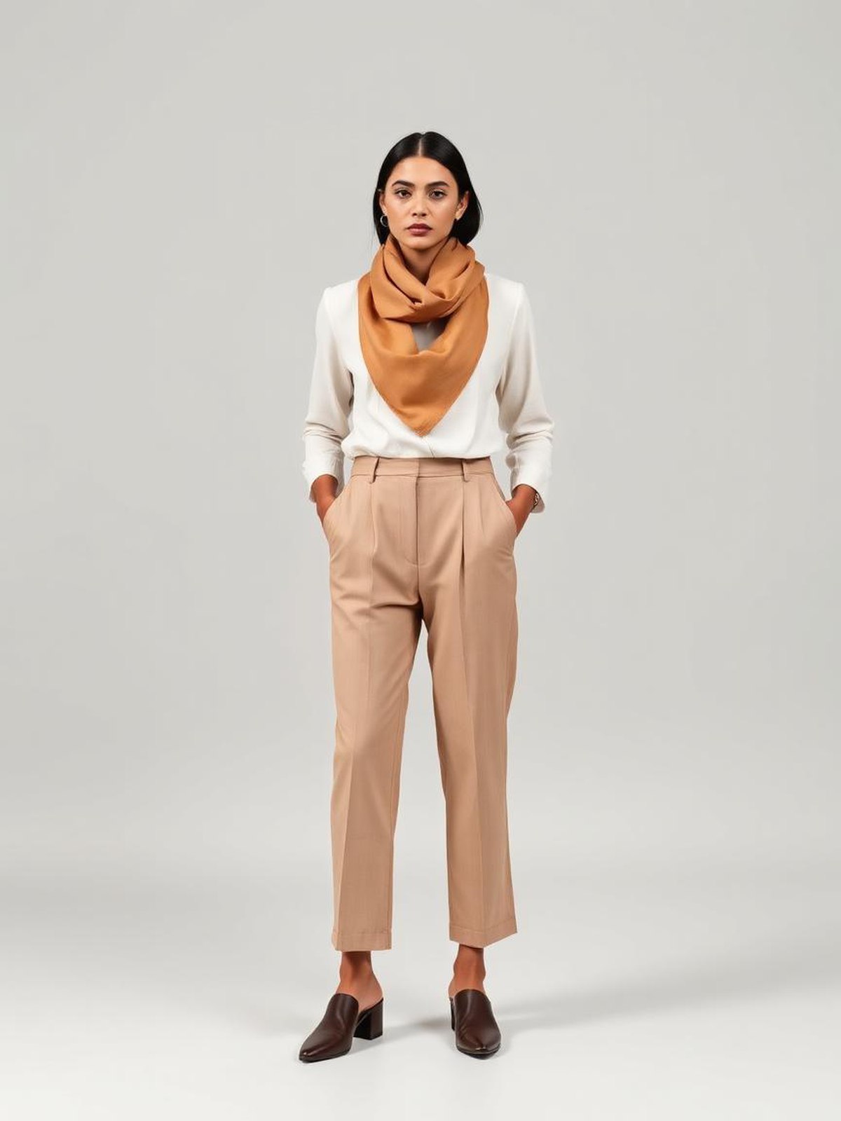 Camel Silk Square Scarf — Camel