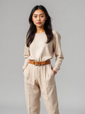 Camel Woven Leather Belt — Camel