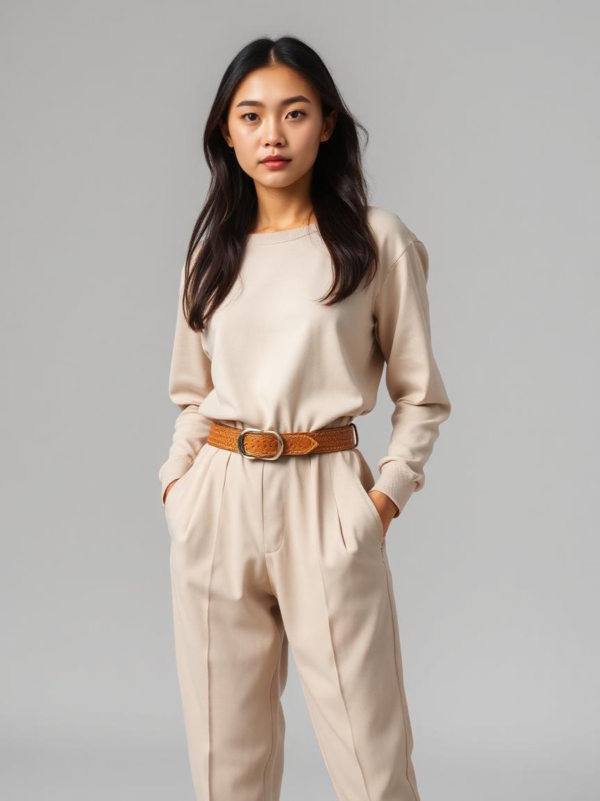Camel Woven Leather Belt — Camel