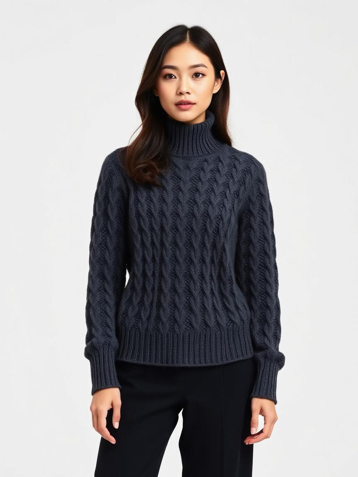 Charcoal Chunky Cable Knit Sweater
