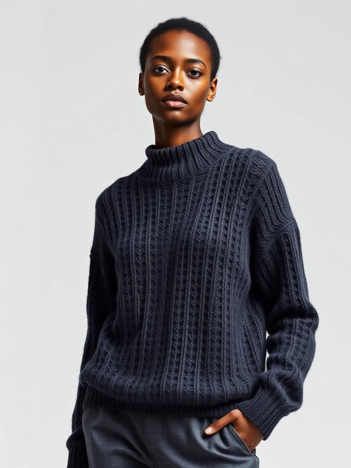 Charcoal Open Knit Summer Sweater