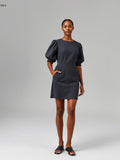 Charcoal Puff Sleeve Mini Dress