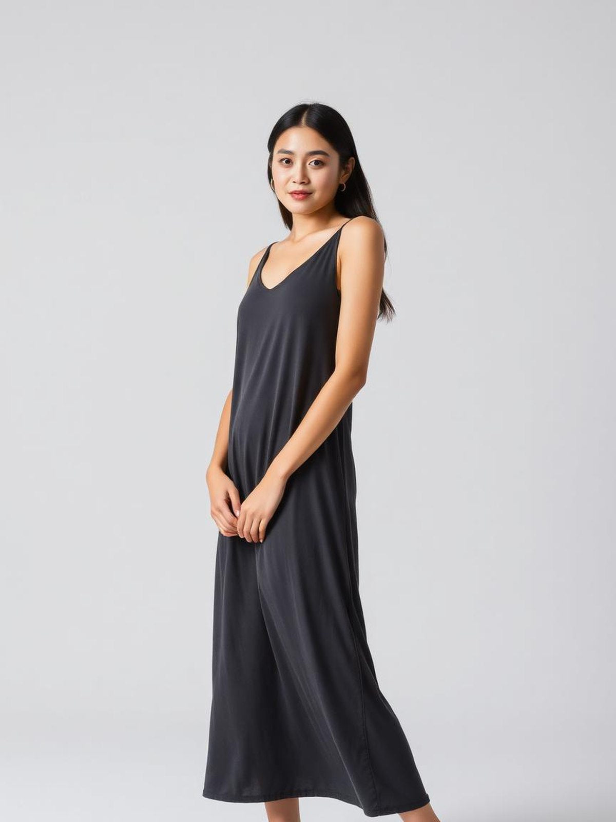 Charcoal Slip Midi Dress