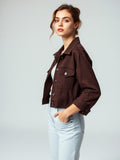 Chocolate Cropped Denim Jacket