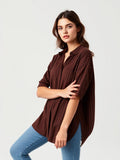 Chocolate Oversized Striped Shirt