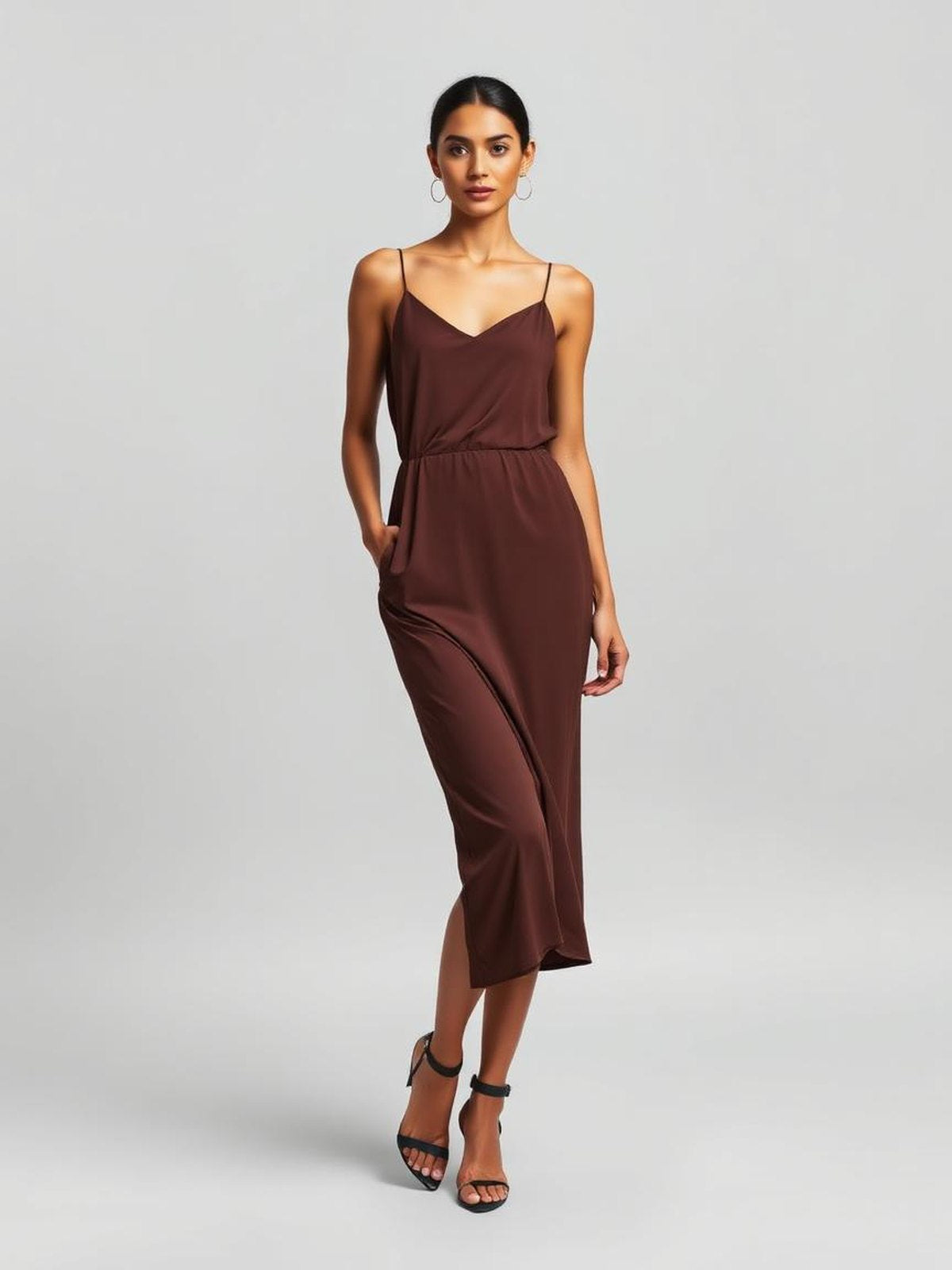 Chocolate Slip Midi Dress
