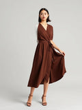 Chocolate Wrap Midi Dress