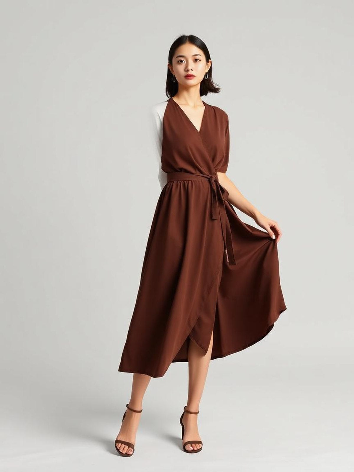 Chocolate Wrap Midi Dress