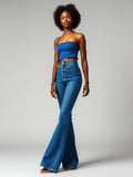 Cobalt Flared High Rise Jeans