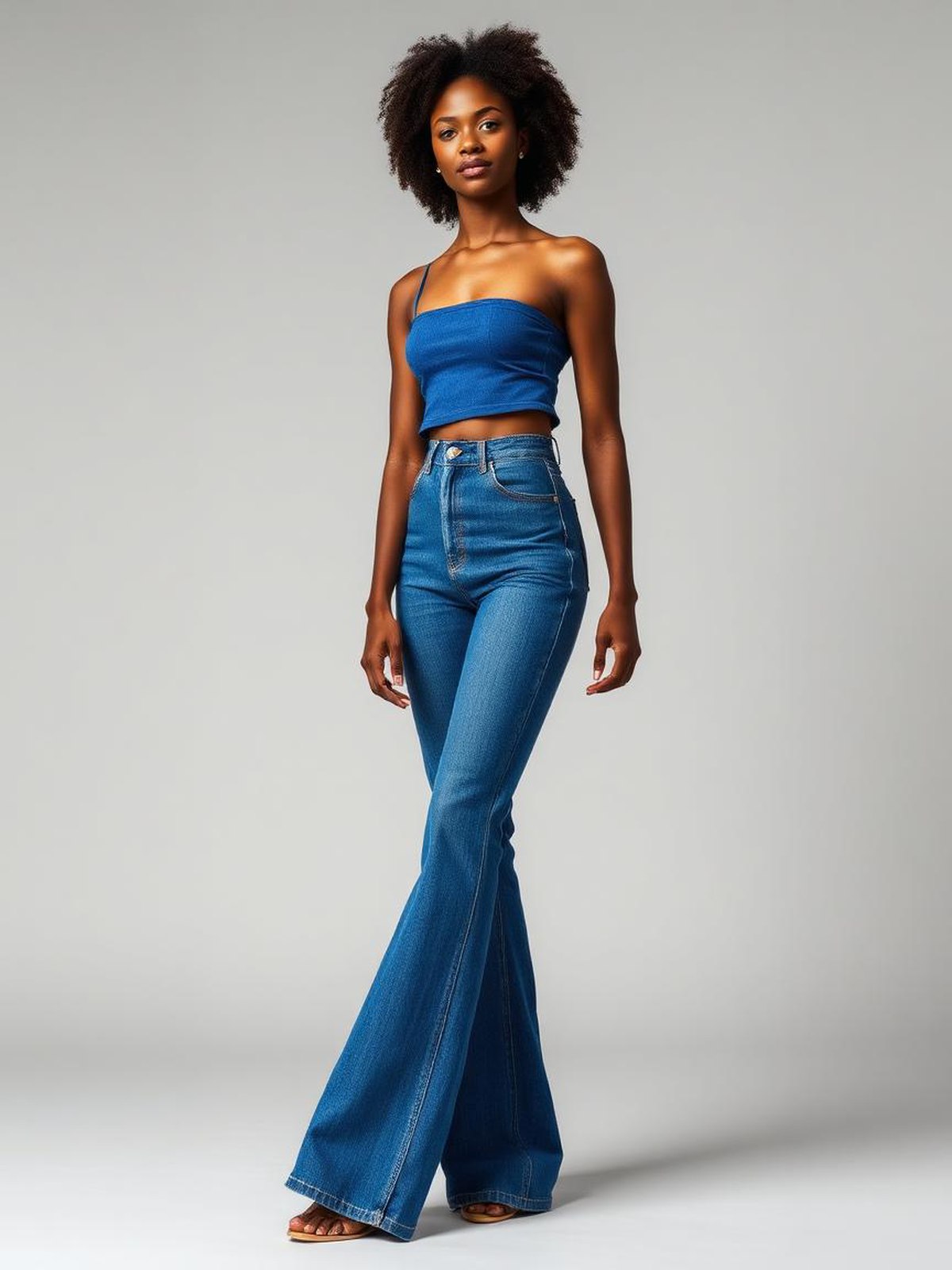 Cobalt Flared High Rise Jeans