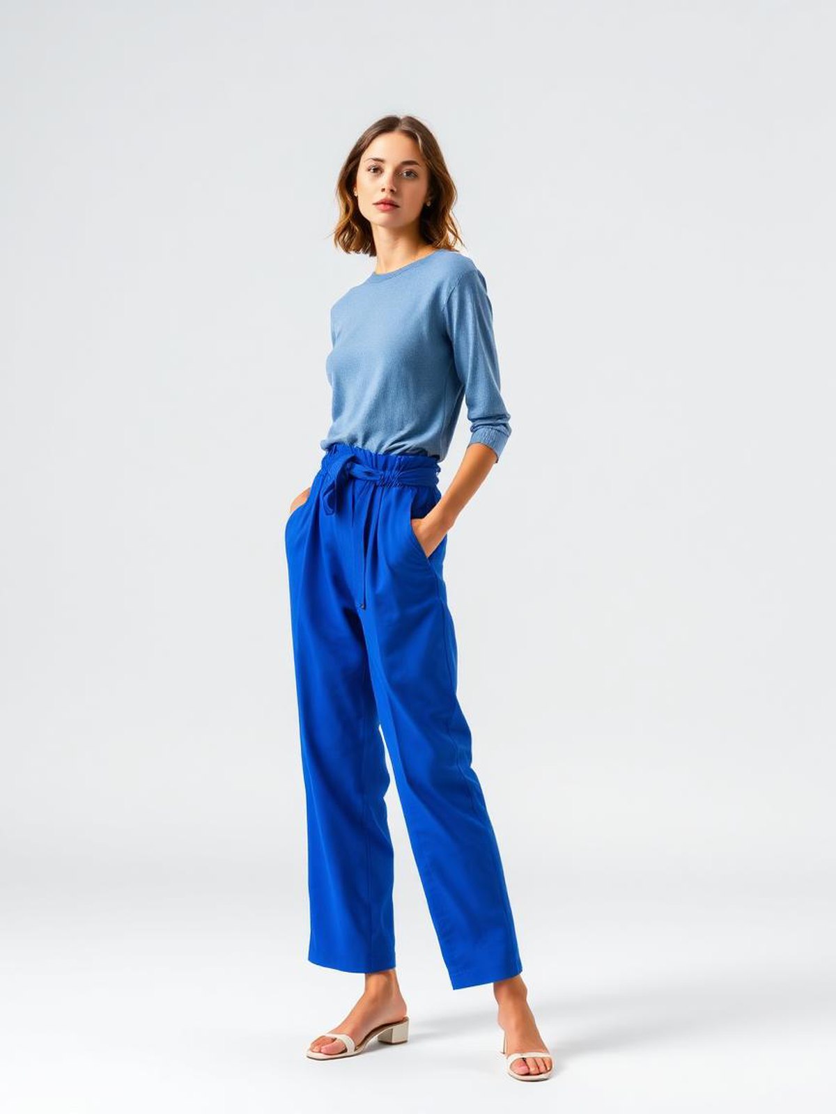 Cobalt Paperbag Waist Trousers
