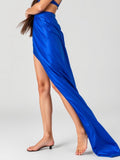 Cobalt Satin Slip Skirt