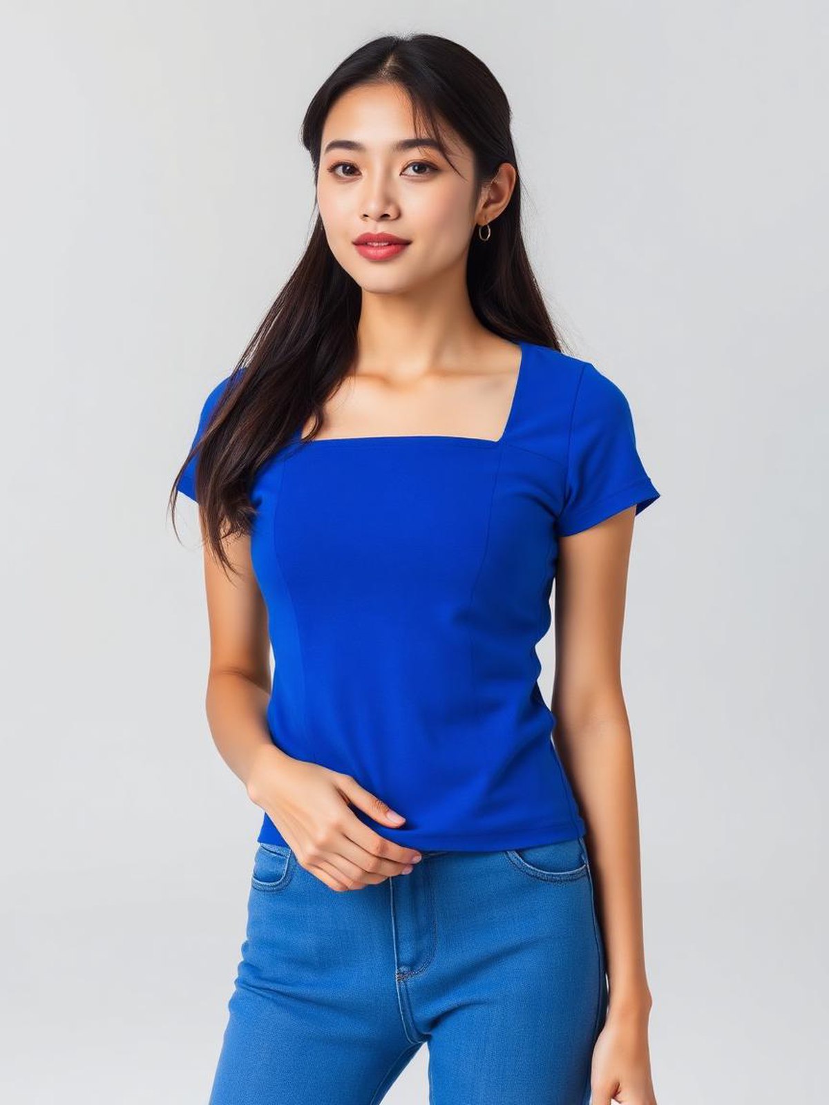 Cobalt Square Neck Fitted Top